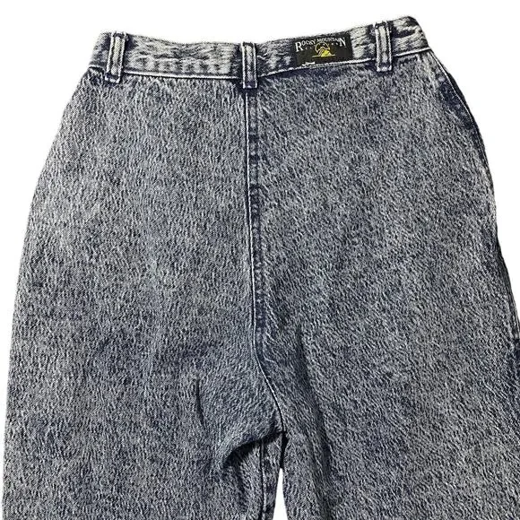 Vintage Rocky Mountain High Waist Acid Wash Bareback Jeans Western Flap Front - Picture 9 of 13
